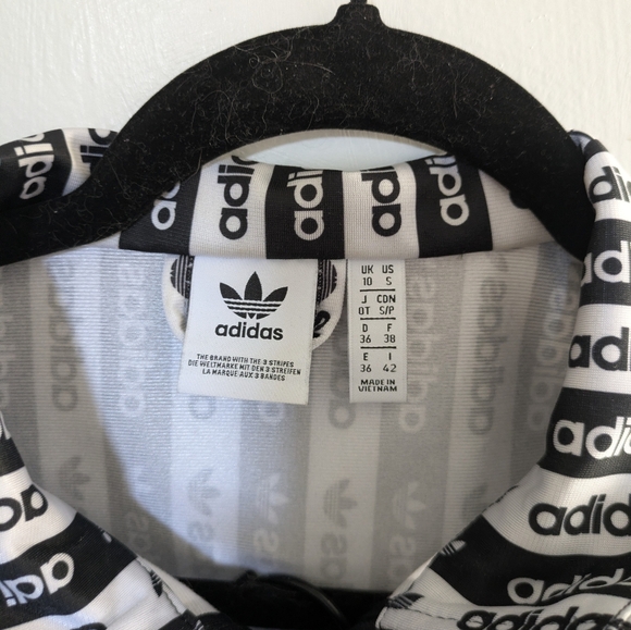 Adidas Black & White Logo Stripe Tracksuit Set Jacket Leggings Size Small - Picture 6 of 14